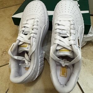 Puma White Sneakers with Low-Top Design and Perforations